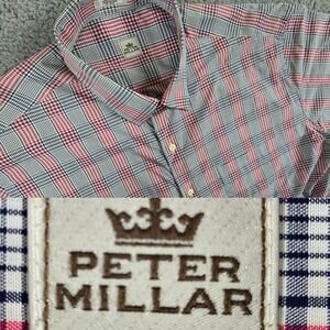Peter Millar Shirt Mens Large Multicolor Plaid Short Sleeve Pocket Button Up‎